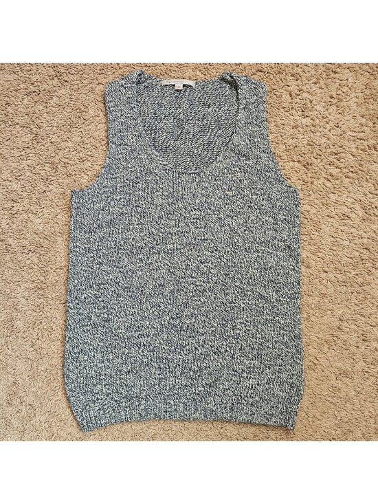 GAP Tops - Gap Knit Tank Top Womens XS Blue Marled Cotton Blend Sweater Vest Pullover